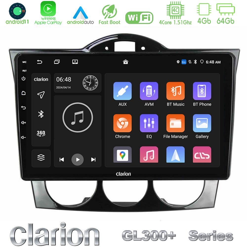 Clarion GL300+ Series 4Core Android11 4+64GB Mazda RX8 2003-2008 Navigation Multimedia Tablet 9"
