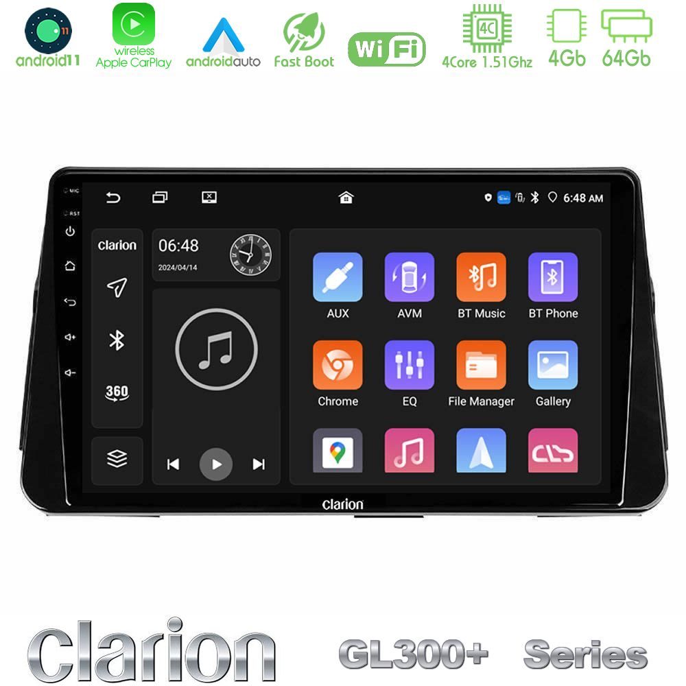 Clarion GL300+ Series 4Core Android11 4+64GB Nissan Micra K14 Navigation Multimedia Tablet 9"