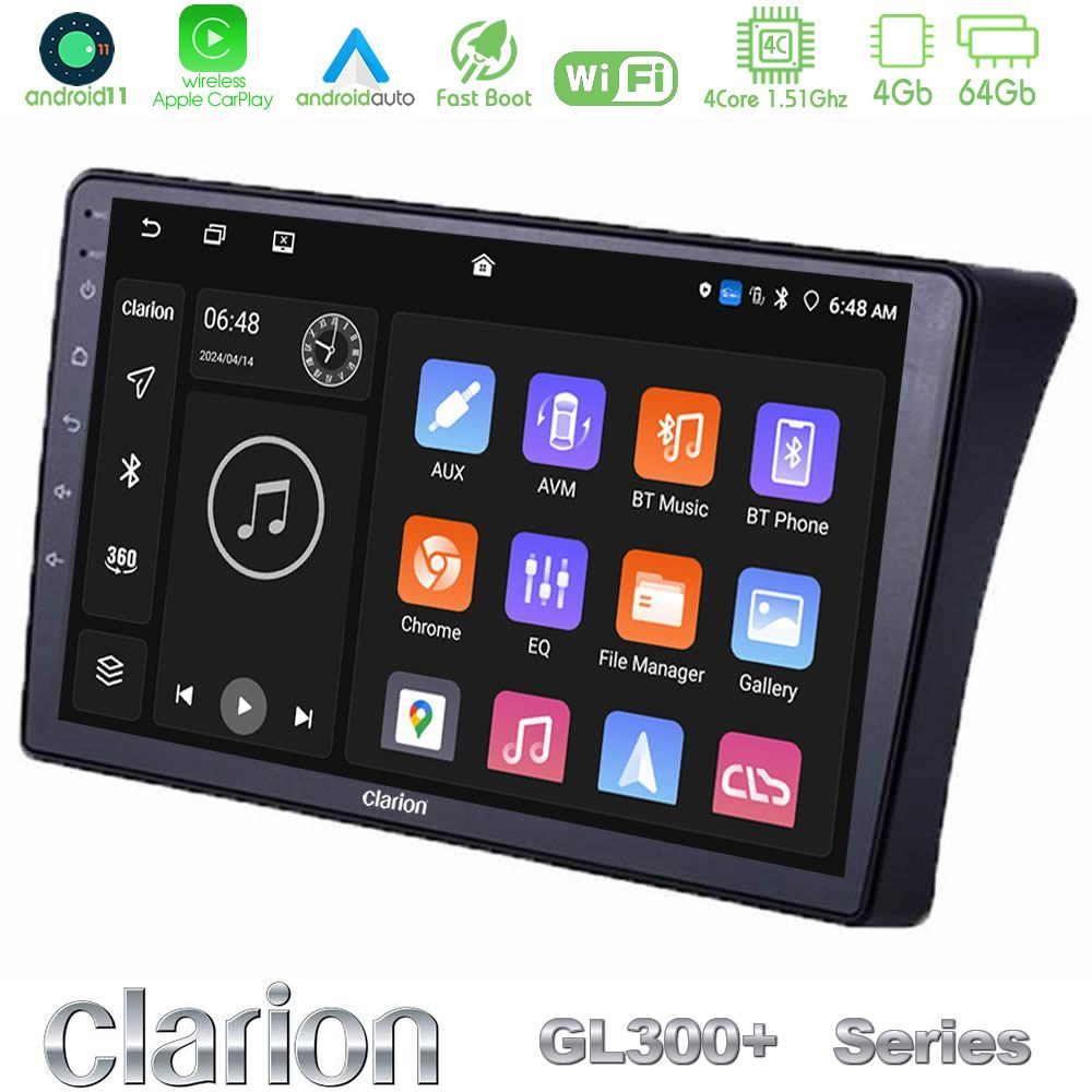 Clarion GL300+ Series 4Core Android11 4+64GB Nissan Navara D40 Navigation Multimedia Tablet 9"