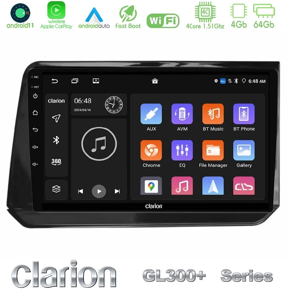 Clarion GL300+ Series 4Core Android11 4+64GB Nissan Note 2021-2026 RHD Navigation Multimedia Tablet 10"
