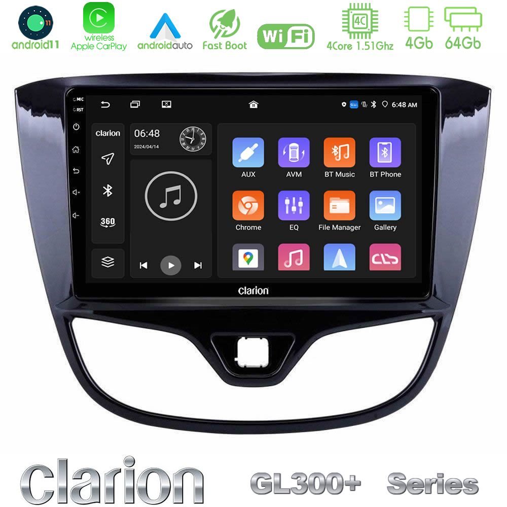 Clarion GL300+ Series 4Core Android11 4+64GB  Opel Karl 2017-2019 Navigation Multimedia Tablet 9"