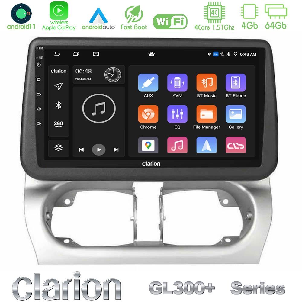 Clarion GL300+ Series 4Core Android11 4+64GB Opel Corsa C/Combo C Navigation Multimedia Tablet 9"