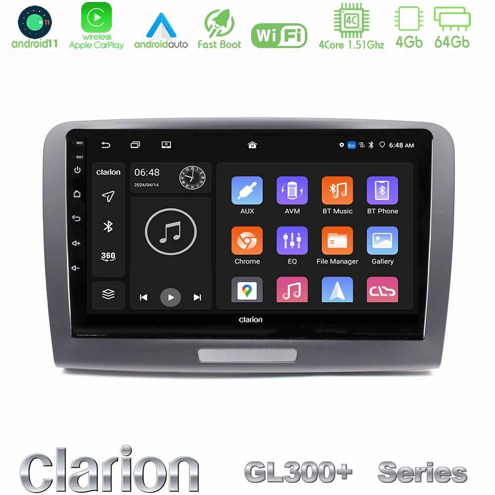 Clarion GL300+ Series 4Core Android11 4+64GB  Skoda Superb 2008-2015 Navigation Multimedia Tablet 9"
