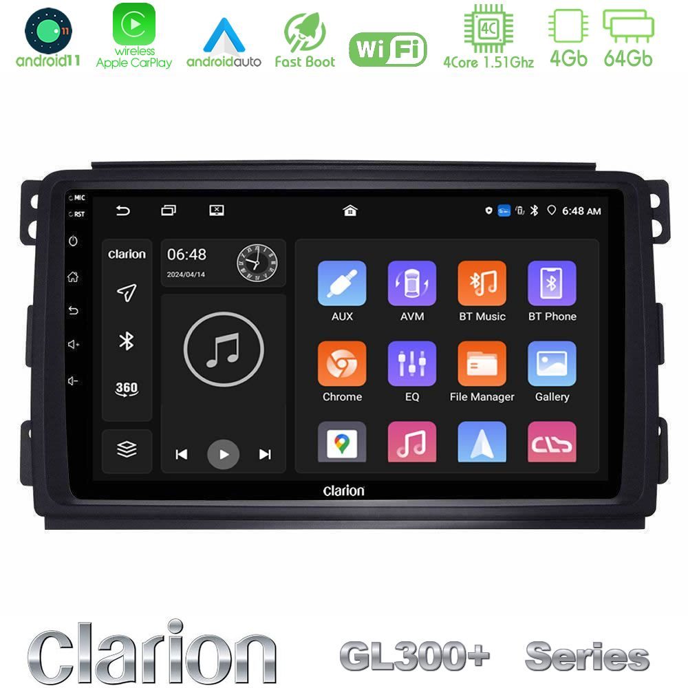 Clarion GL300+ Series 4Core Android11 4+64GB Smart 451 Navigation Multimedia Tablet 9"