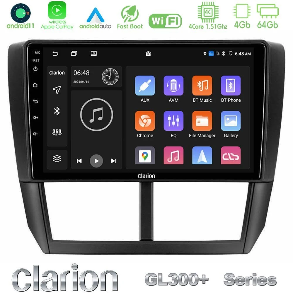 Clarion GL300+ Series 4Core Android11 4+64GB  Subaru Forester Navigation Multimedia Tablet 9"