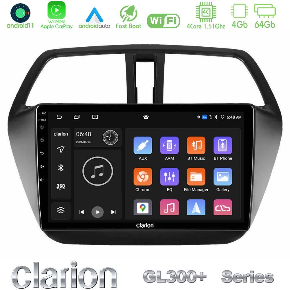 Clarion GL300+ Series 4Core Android11 4+64GB  Suzuki SX4 S-Cross Navigation Multimedia Tablet 9"