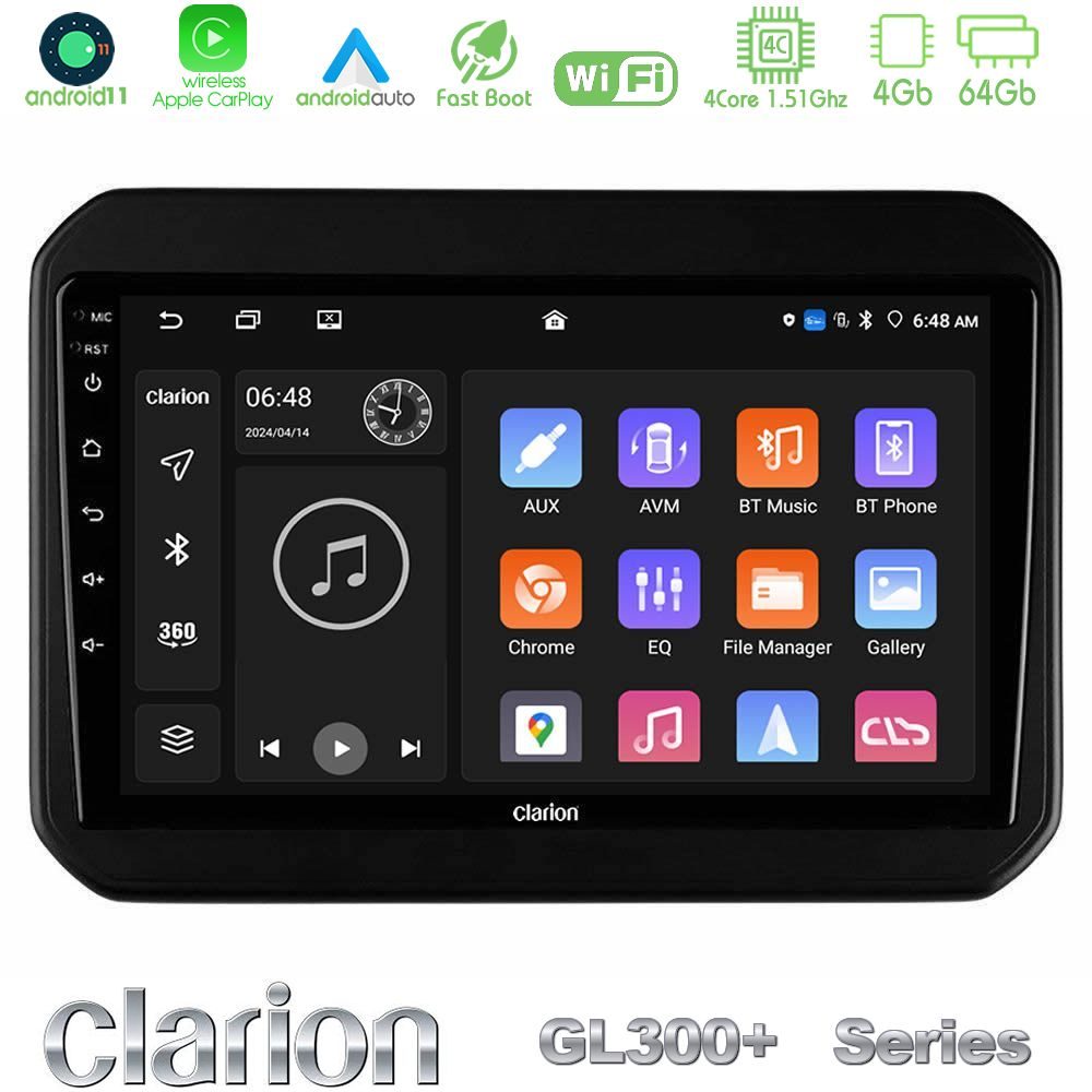 Clarion GL300+ Series 4Core Android11 4+64GB  Suzuki Ignis Navigation Multimedia Tablet 9"