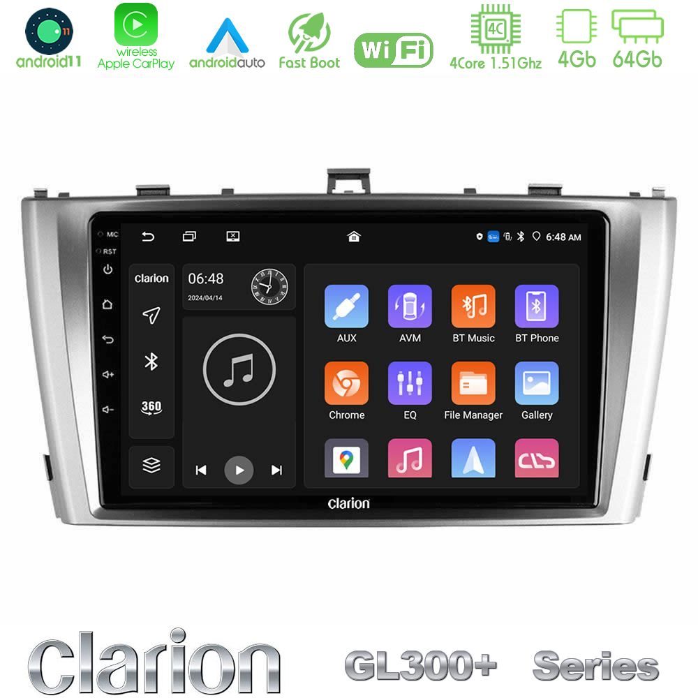 Clarion GL300+ Series 4Core Android11 4+64GB  Toyota Avensis T27 Navigation Multimedia Tablet 9"