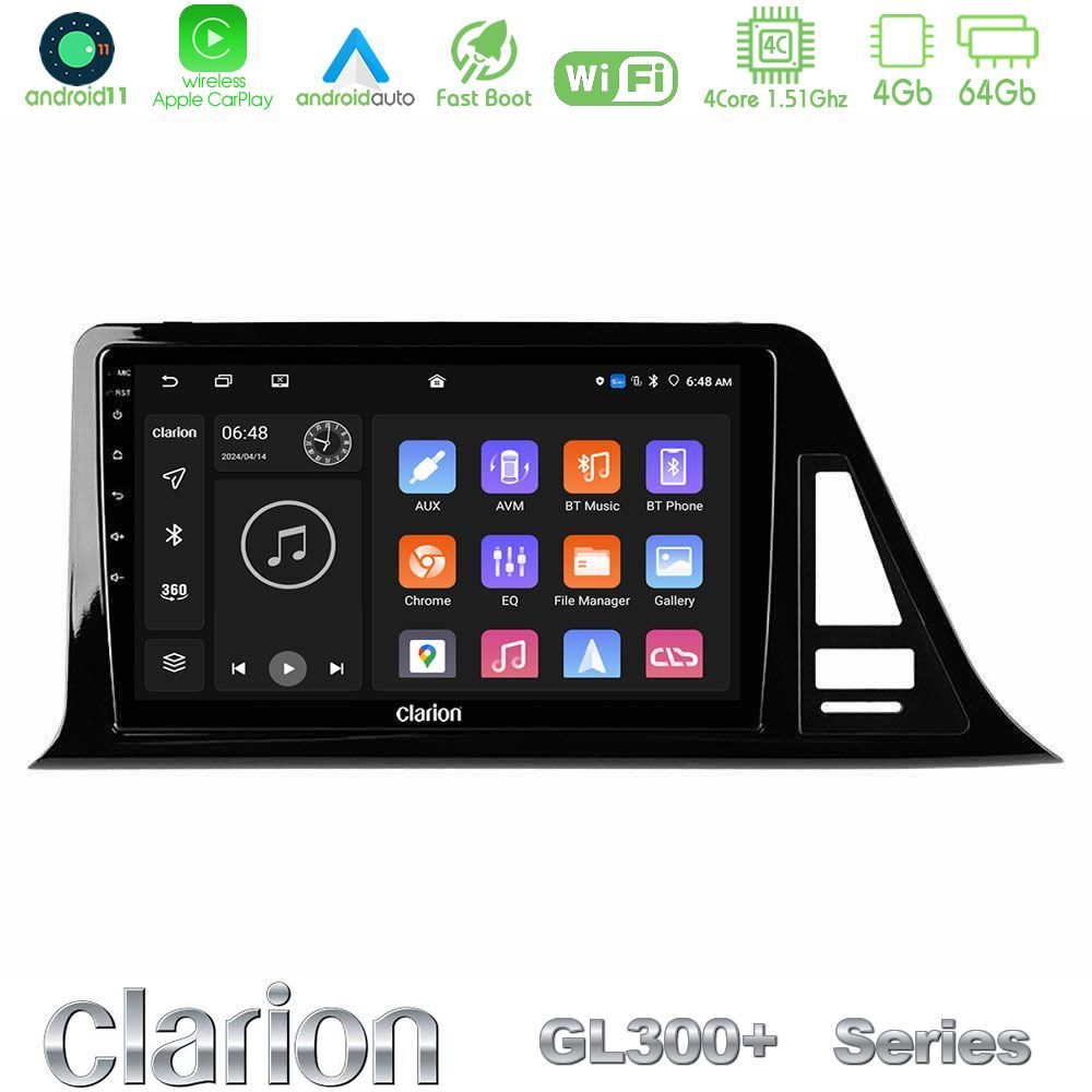 Clarion GL300+ Series 4Core Android11 4+64GB  Toyota CH-R Navigation Multimedia Tablet 9"
