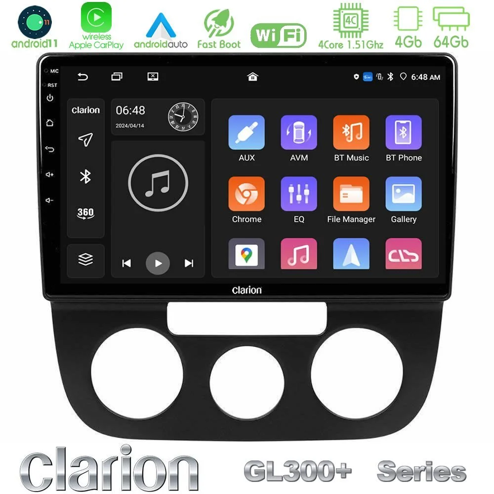 Clarion GL300+ Series 4Core Android11 4+64GB  VW Jetta Navigation Multimedia Tablet 10"