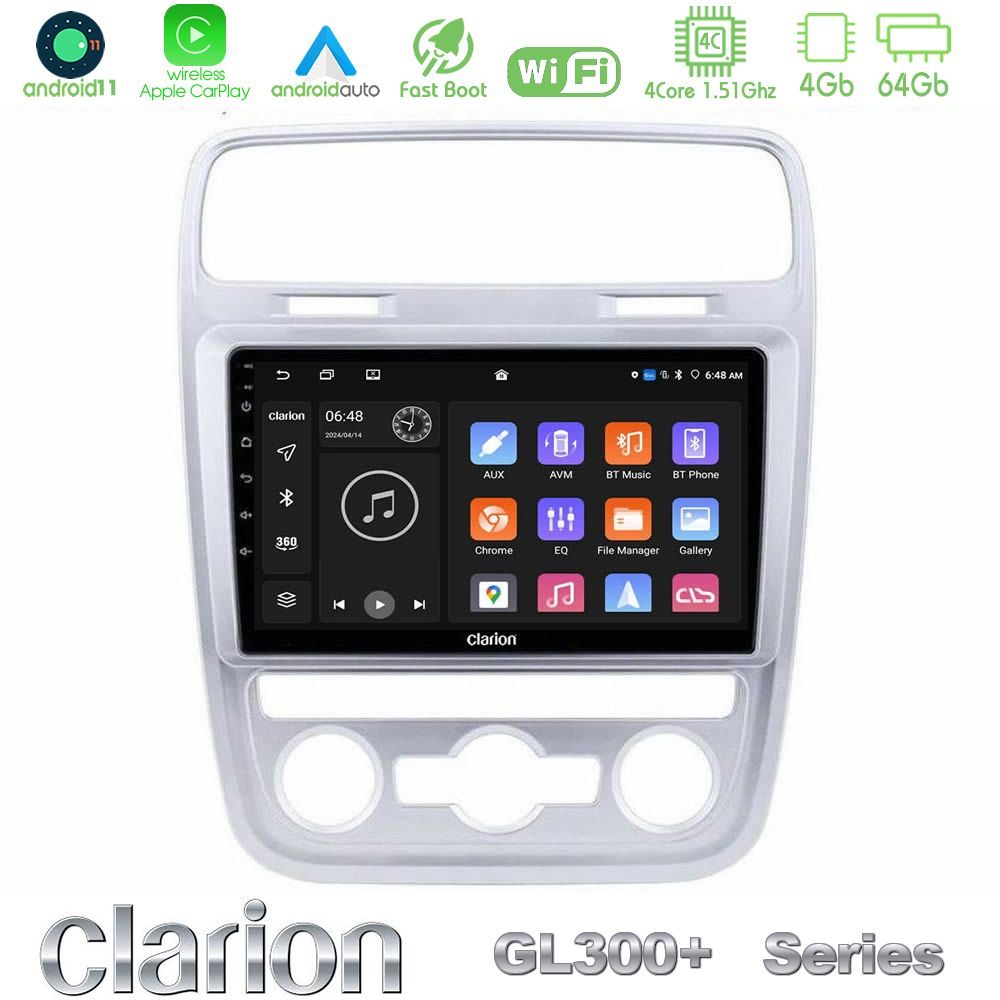 Clarion GL300+ Series 4Core Android11 4+64GB VW Scirocco 2014 – 2017 Navigation Multimedia Tablet 9"