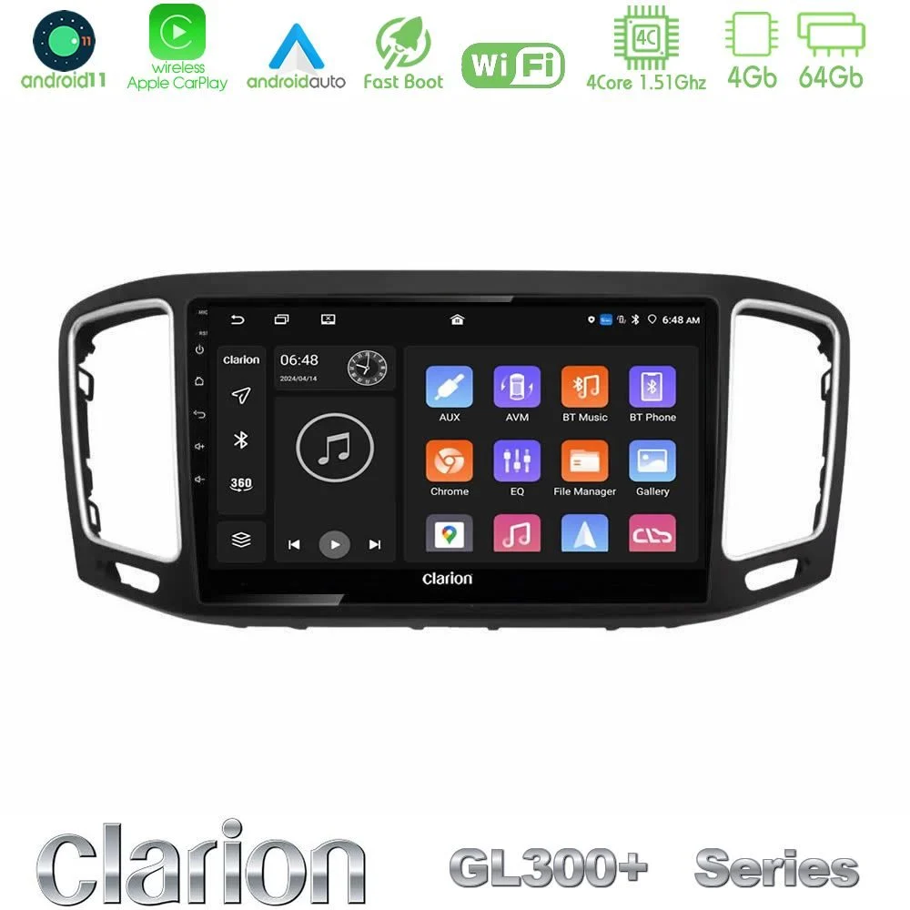Clarion GL300+ Series 4Core Android11 4+64GB VW Sharan 2015-2023 Navigation Multimedia Tablet 9"