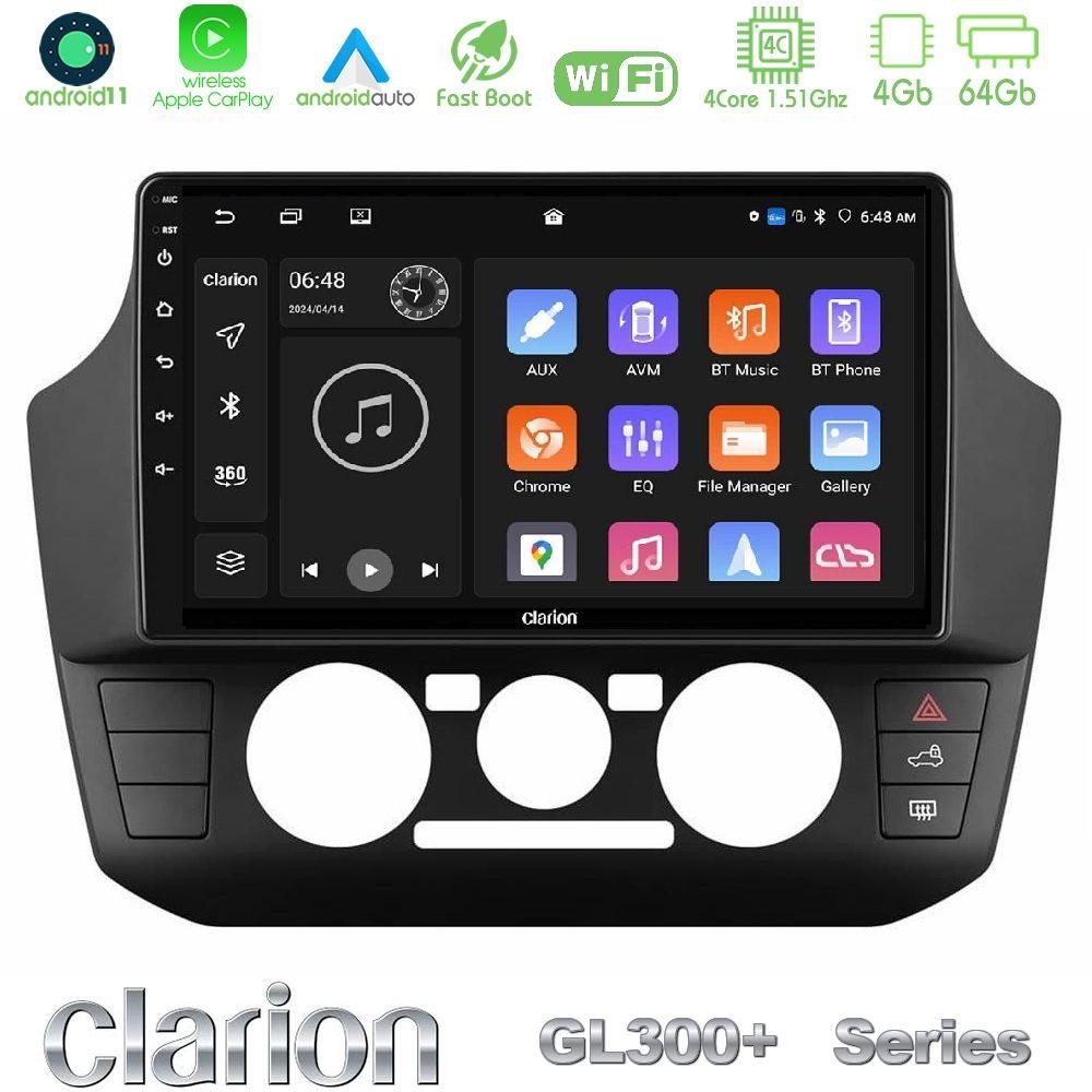 Clarion GL300+ Series 4Core Android11 4+64GB VW Up/Skoda Citigo/Seat Mii Navigation Multimedia Tablet 9"
