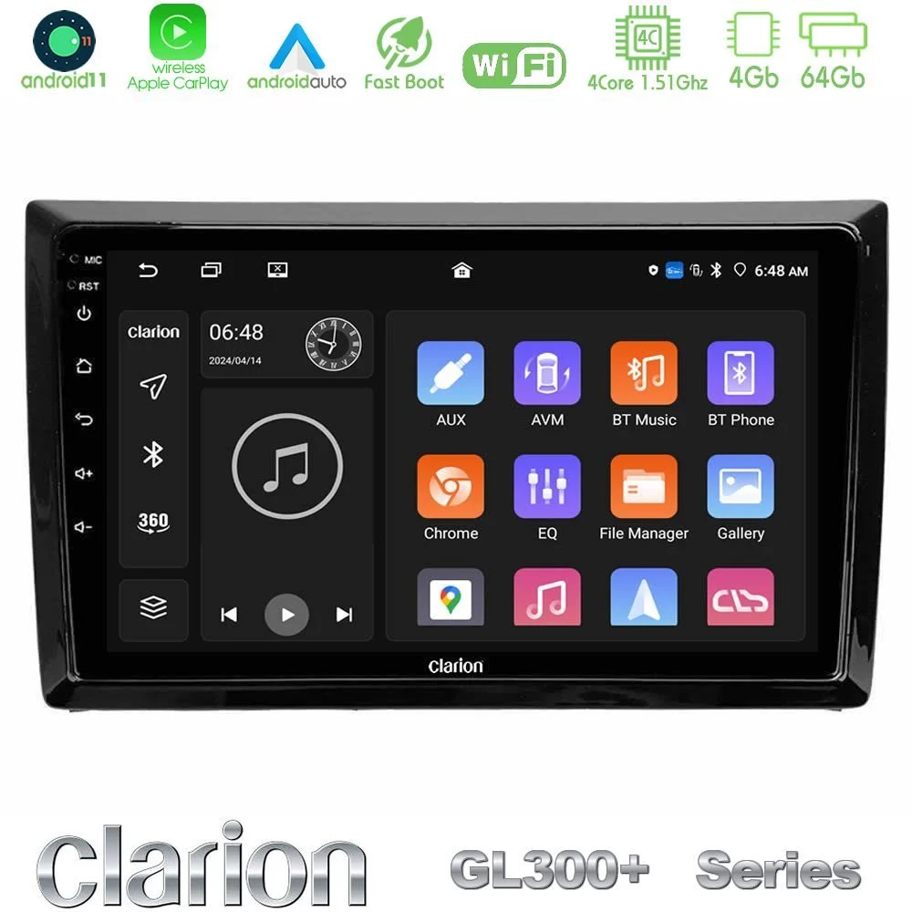 Clarion GL300+ Series 4Core Android11 4+64GB  VW Beetle Navigation Multimedia Tablet 9"