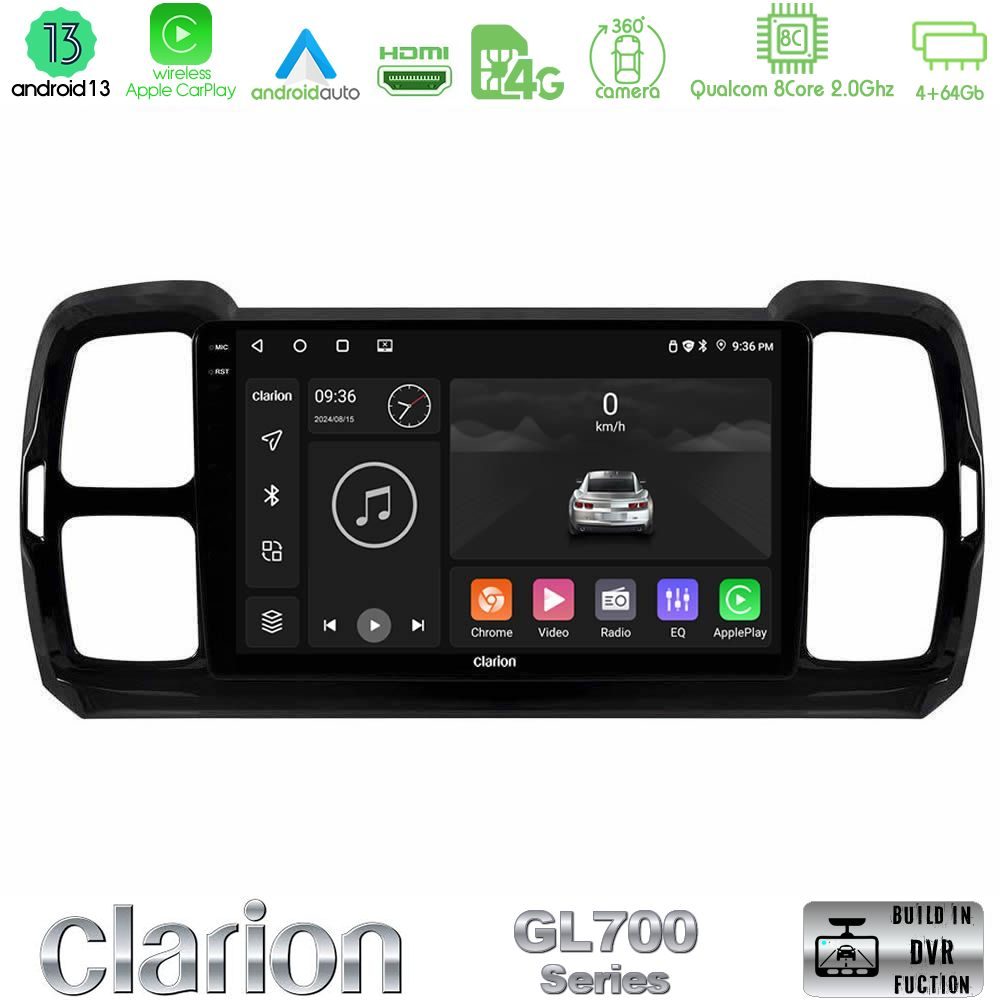 Clarion GL700 Series Citroen DS5 Aircross 2017-2021 8Core Android13 4+64GB Navigation Multimedia Tablet 9" Με Carplay & Android Auto Με Carplay & Android Auto