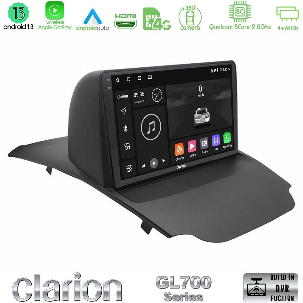 Clarion GL700 Series 8Core Android13 4+64GB Ford Ecosport 2014-2017 Navigation Multimedia Tablet 9" Με Carplay & Android Auto