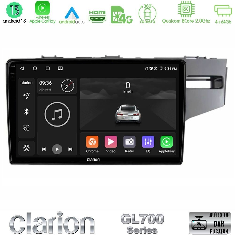 Clarion GL700 Series 8Core Android13 4+64GB Honda Jazz 2013-2020 RHD Navigation Multimedia Tablet 9" Με Carplay & Android Auto