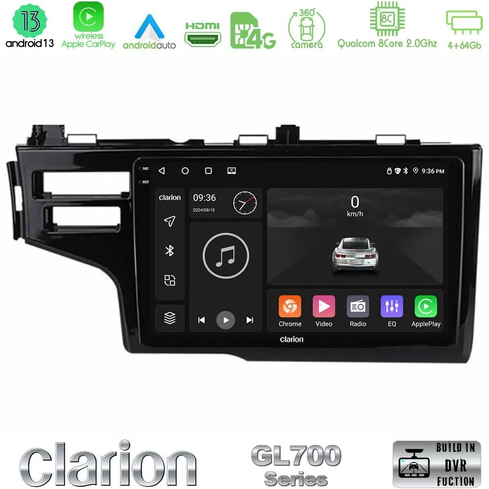 Clarion GL700 Series 8Core Android13 4+64GB Honda Jazz 2013-2020 Navigation Multimedia Tablet 9" Με Carplay & Android Auto