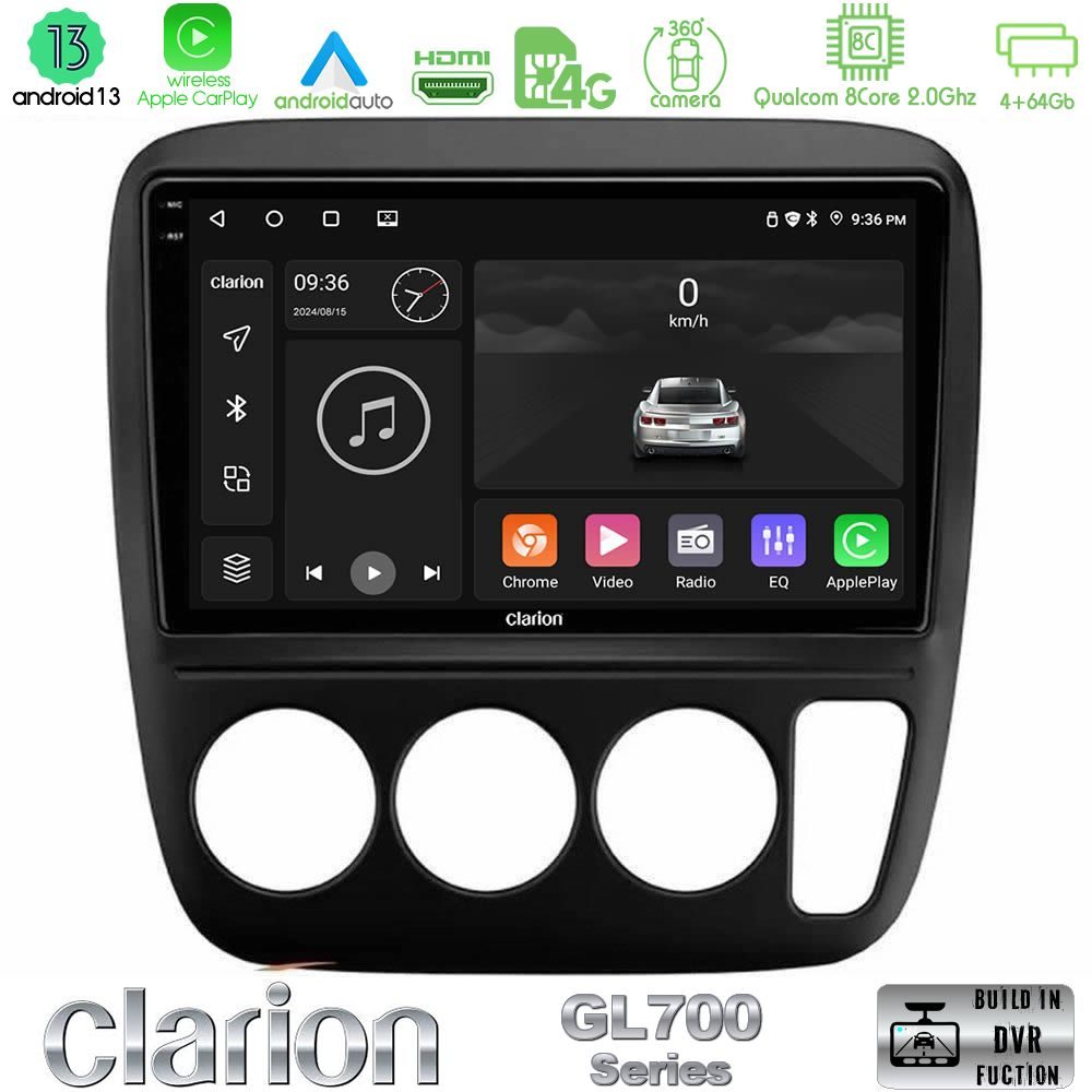 Clarion GL700 Series 8Core Android13 4+64GB Honda CRV 1997-2001 Navigation Multimedia Tablet 9" Με Carplay & Android Auto