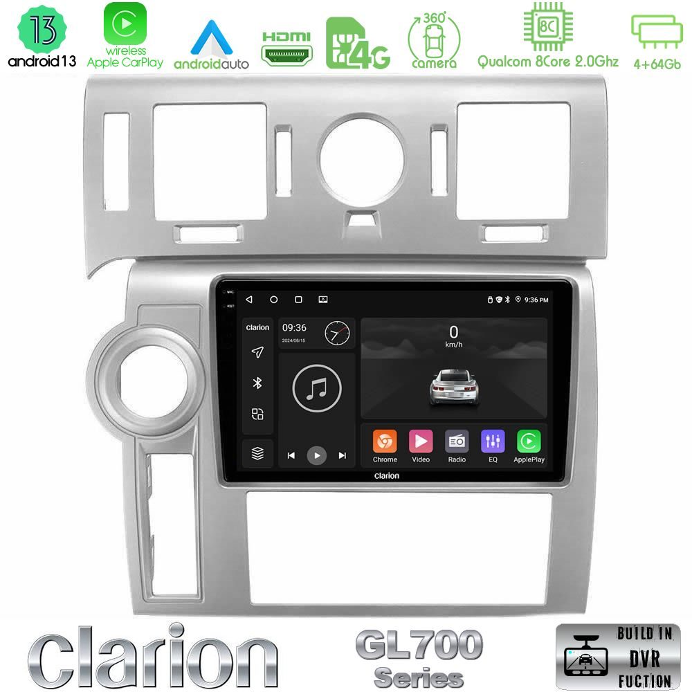 Clarion GL700 Series 8Core Android13 4+64GB Hummer H2 2008-2009 Navigation Multimedia Tablet 9" Με Carplay & Android Auto