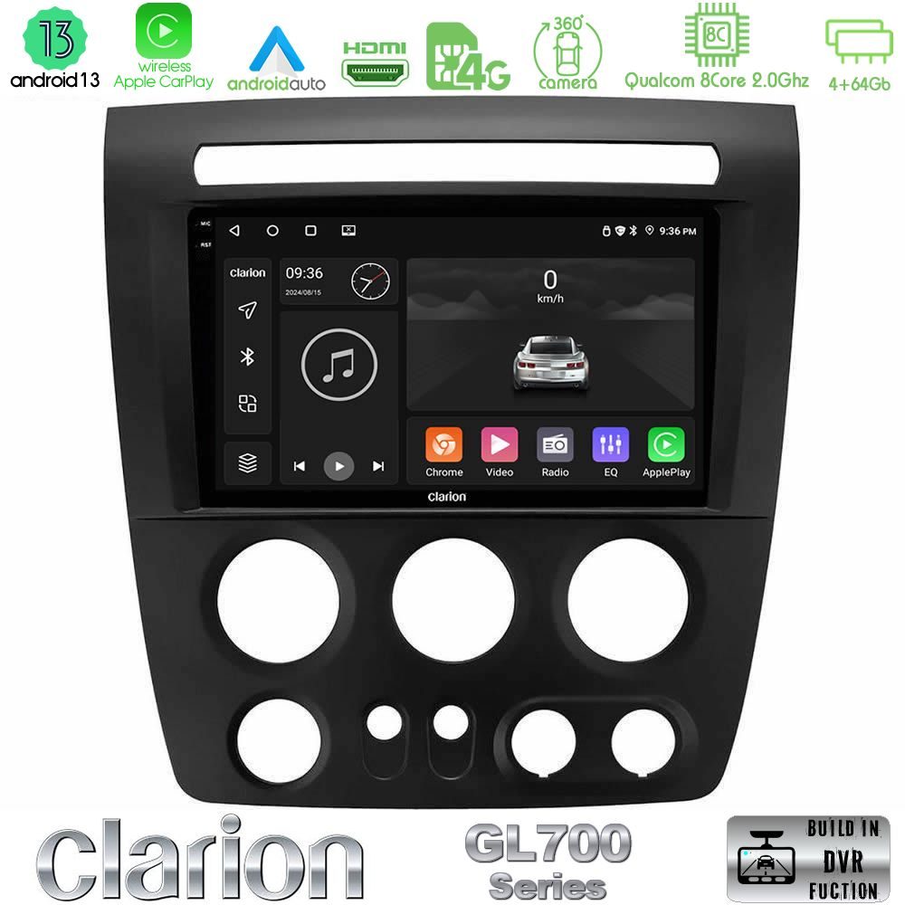 Clarion GL700 Series 8Core Android13 4+64GB Hummer H3 2005-2009 Navigation Multimedia Tablet 9" Με Carplay & Android Auto