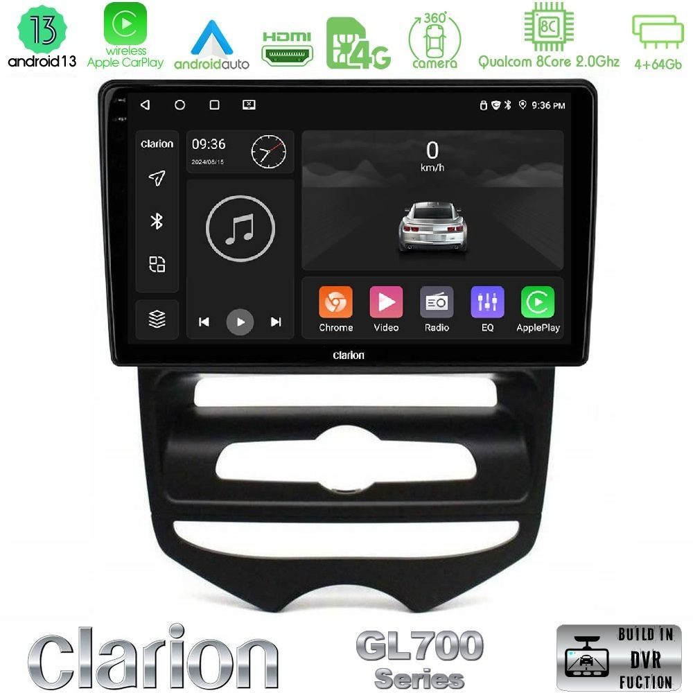 Clarion GL700 Series 8Core Android13 4+64GB Hyundai ix20 2010-2020 (MANUAL A/C) Navigation Multimedia Tablet 10" Με Carplay & Android Auto