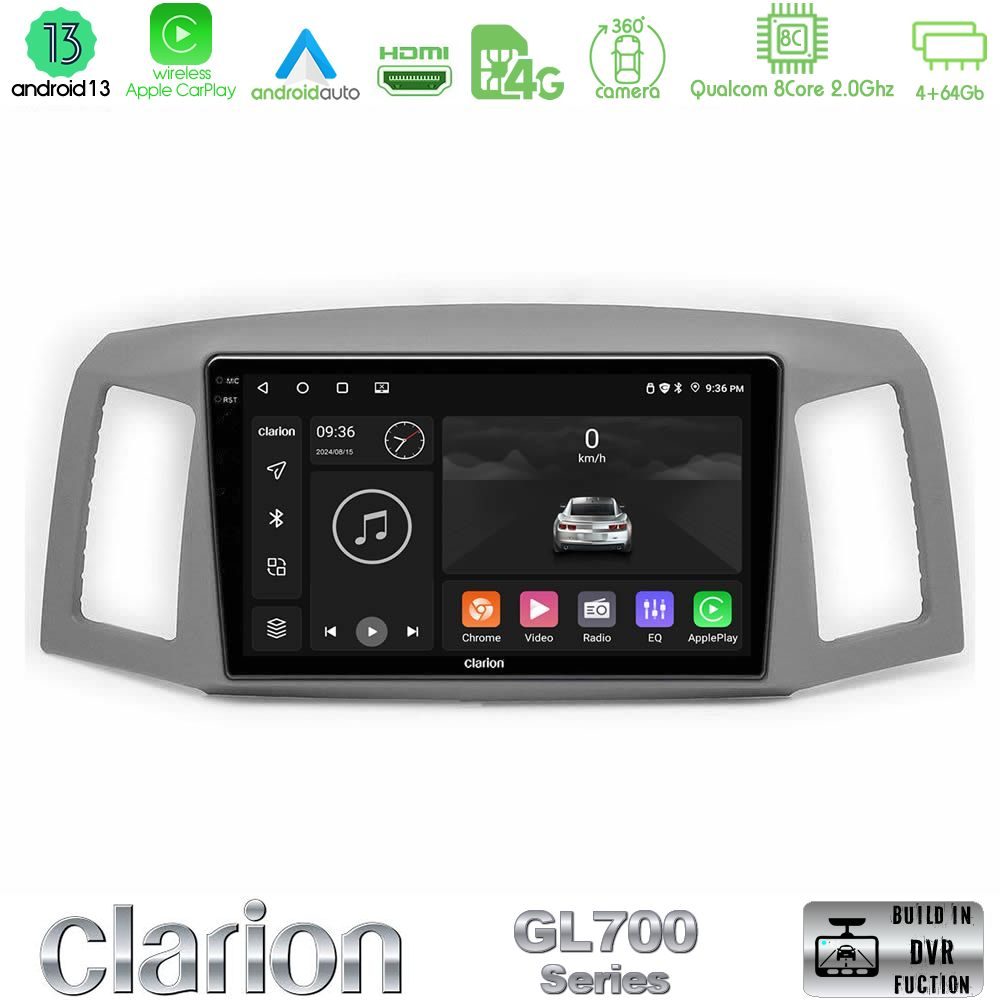 Clarion GL700 Series 8Core Android13 4+64GB Jeep Grand Cherokee 2005-2007 Navigation Multimedia Tablet 10" Με Carplay & Android Auto
