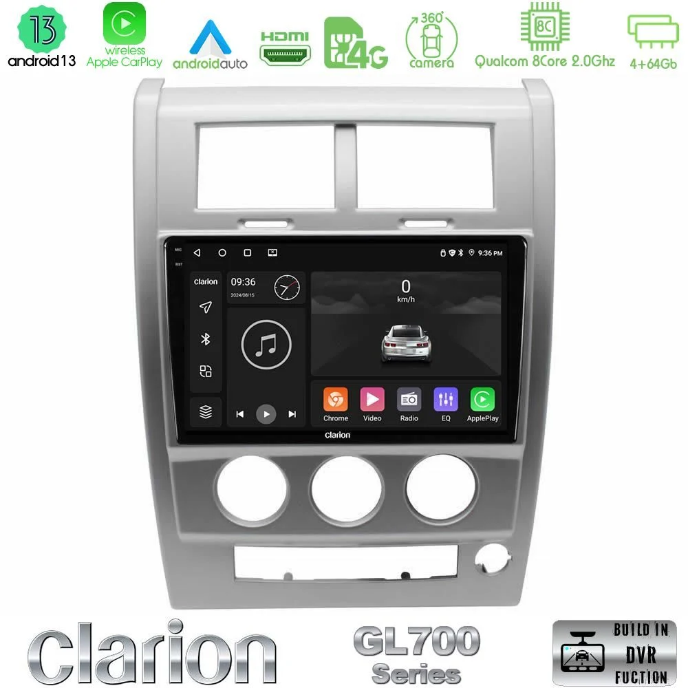 Clarion GL700 Series 8Core Android13 4+64GB Jeep Cherokee (KK) 2008-2012 Navigation Multimedia Tablet 10" Με Carplay & Android Auto