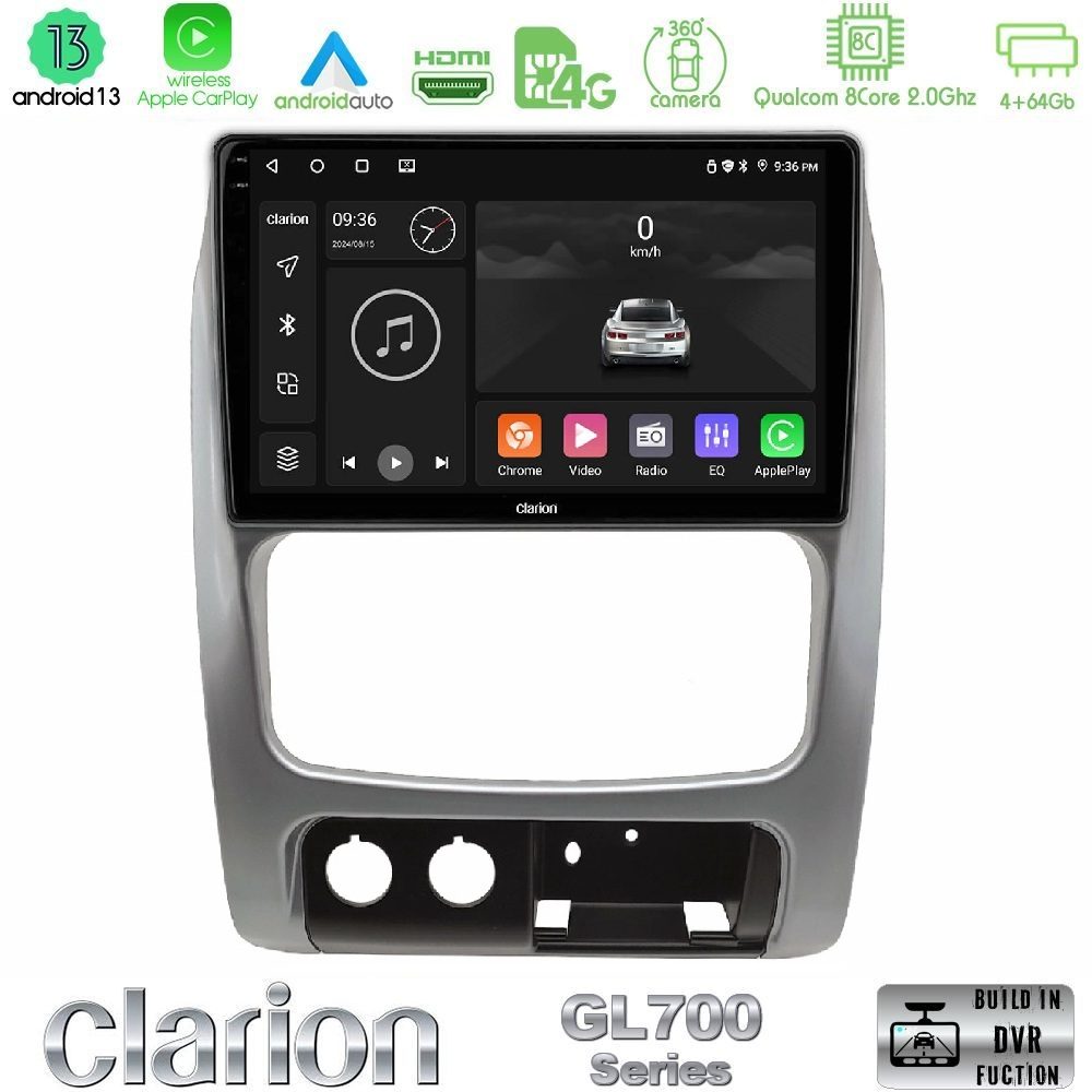Clarion GL700 Series 8Core Android13 4+64GB Jeep Cherokee (KJ) 2002-2007 Navigation Multimedia Tablet 9" Με Carplay & Android Auto