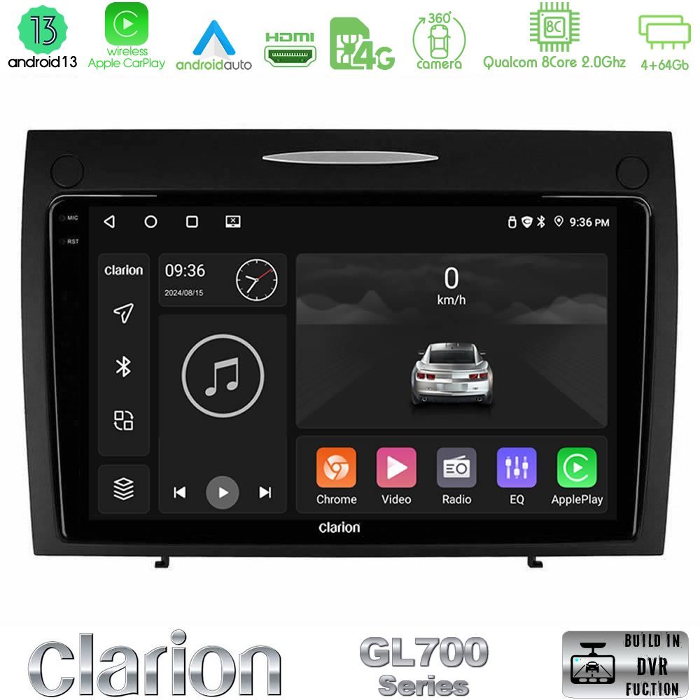 Clarion GL700 Series 8Core Android13 4+64GB Mercedes SLK Class Navigation Multimedia Tablet 9" Με Carplay & Android Auto