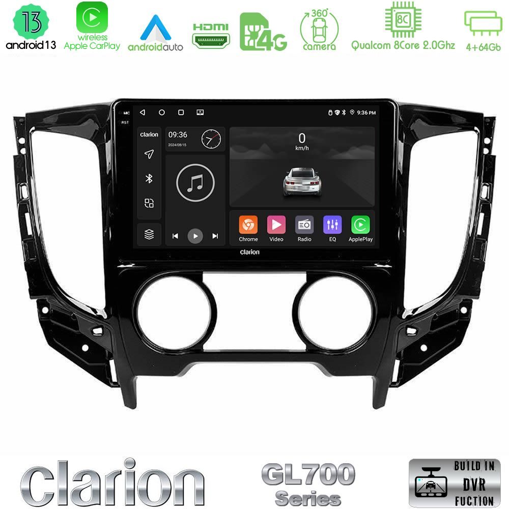 Clarion GL700 Series 8Core Android13 4+64GB Mitsubishi L200 2016-> & Fiat Fullback (Manual A/C) Navigation Multimedia Tablet 9" Με Carplay & Android Auto Clarion GL700 Series 8Core Android13 4+64GB Mitsubishi L200 2016-> & Fiat Fullback (Manual A/C) Navigation Multimedia Tablet 9" Με Carplay & Android Auto