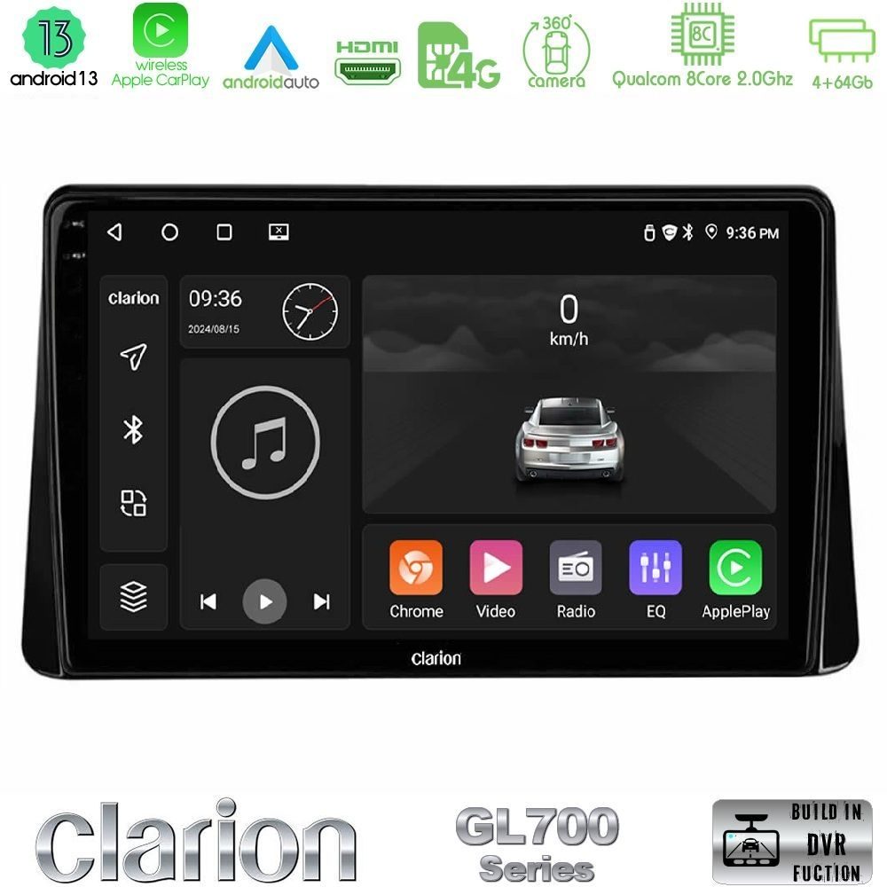 Clarion GL700 Series 8Core Android13 4+64GB Mitsubishi Eclipse Cross 2018-2023 Navigation Multimedia Tablet 9" Με Carplay & Android Auto