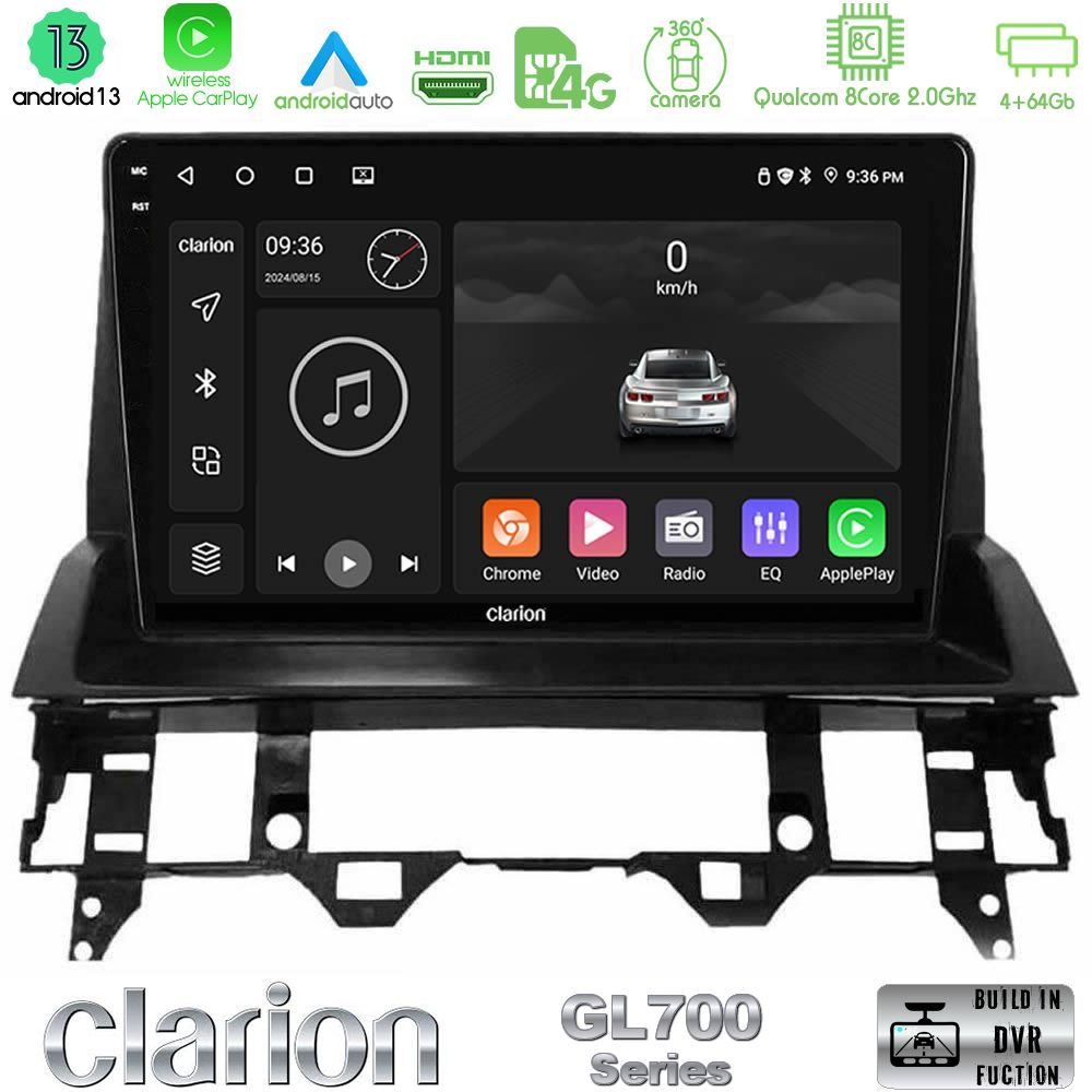 Clarion GL700 Series 8Core Android13 4+64GB Mazda6 2002-2006 Navigation Multimedia Tablet 9" Με Carplay & Android Auto