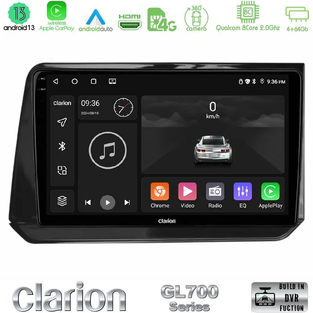 Clarion GL700 Series 8Core Android13 4+64GB Nissan Note 2021-2026 RHD Navigation Multimedia Tablet 10" Με Carplay & Android Auto