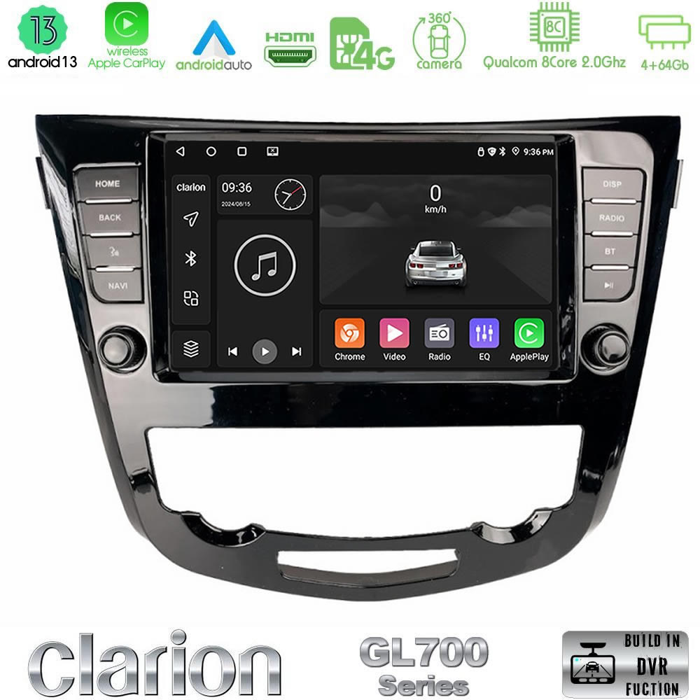 Clarion GL700 Series 8Core Android13 4+64GB Nissan Qashqai J11 (AUTO A/C) Navigation Multimedia Tablet 9" Με Carplay & Android Auto