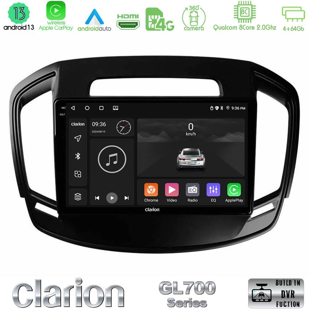 Clarion GL700 Series 8Core Android13 4+64GB Opel Insignia 2014-2017 Navigation Multimedia Tablet 9" Με Carplay & Android Auto