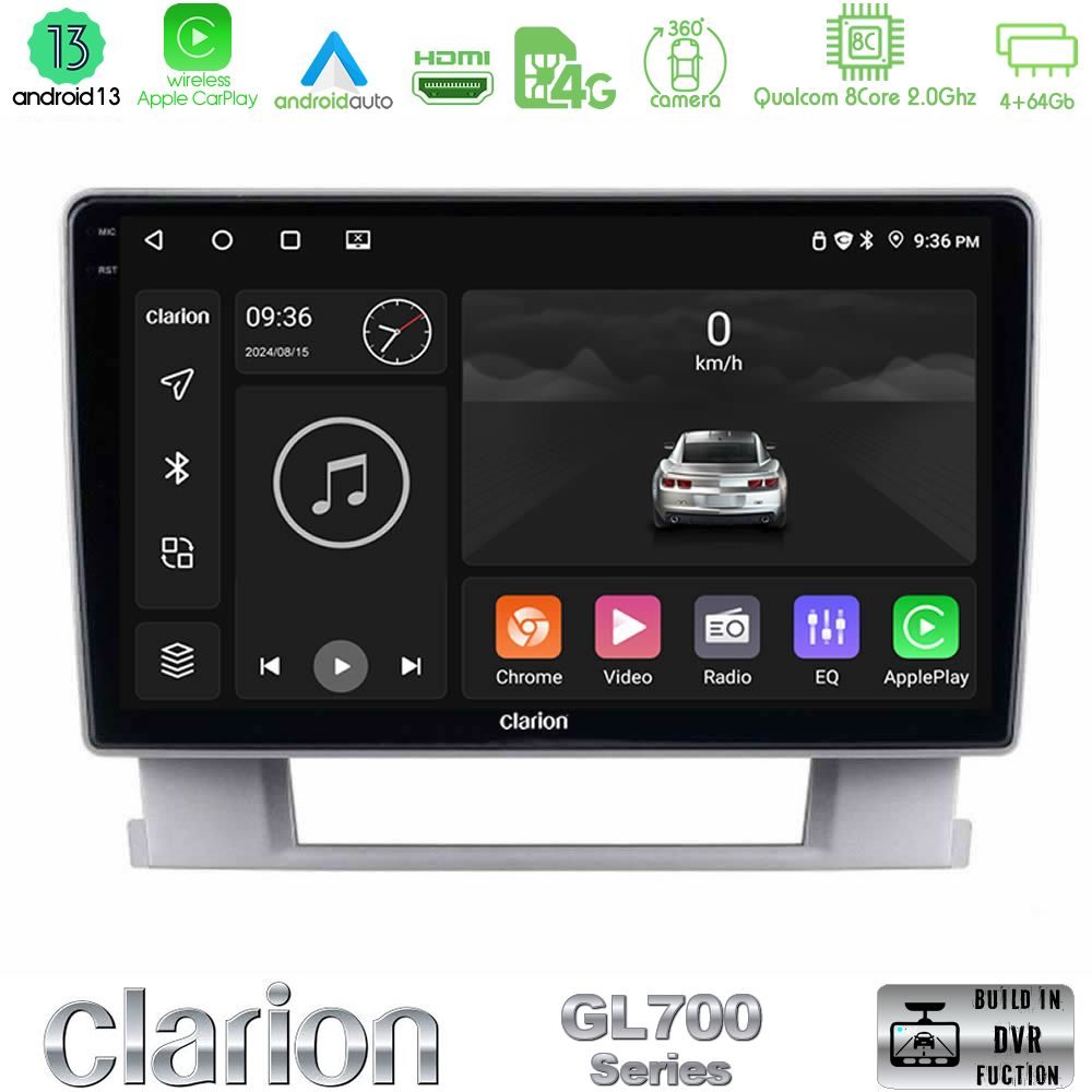 Clarion GL700 Series 8Core Android13 4+64GB Opel Astra J 2010-2014 Navigation Multimedia Tablet 9" Με Carplay & Android Auto