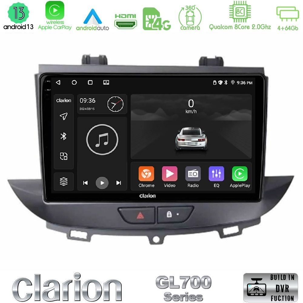 Clarion GL700 Series 8Core Android13 4+64GB Opel Grandland/Crossland X Navigation Multimedia Tablet 9" Με Carplay & Android Auto
