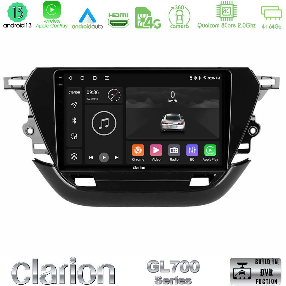 Clarion GL700 Series 8Core Android13 4+64GB Opel Corsa F 2019-2023 Navigation Multimedia Tablet 9" Με Carplay & Android Auto