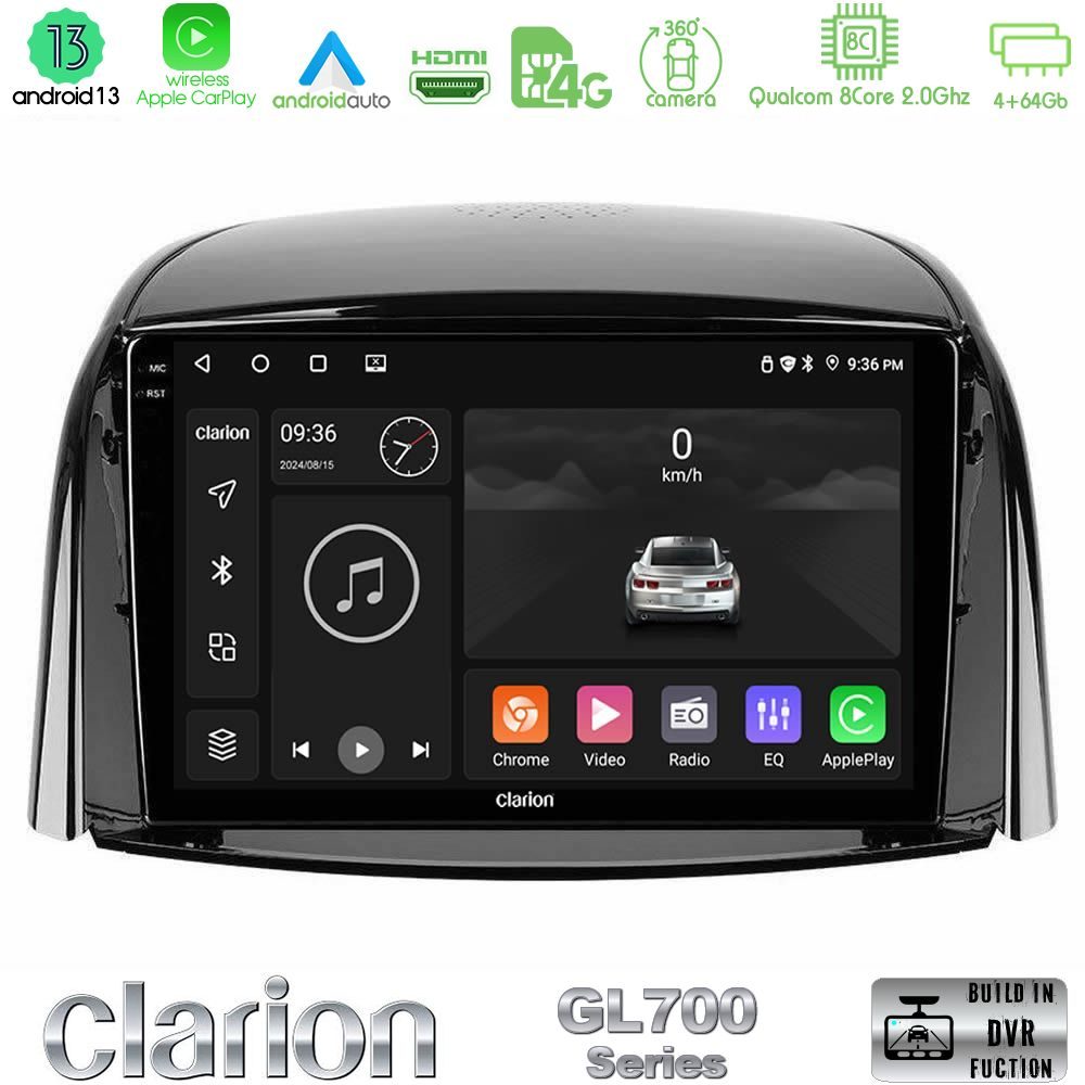 Clarion GL700 Series 8Core Android13 4+64GB Renault Koleos 2007-2015 Navigation Multimedia Tablet 9" Με Carplay & Android Auto