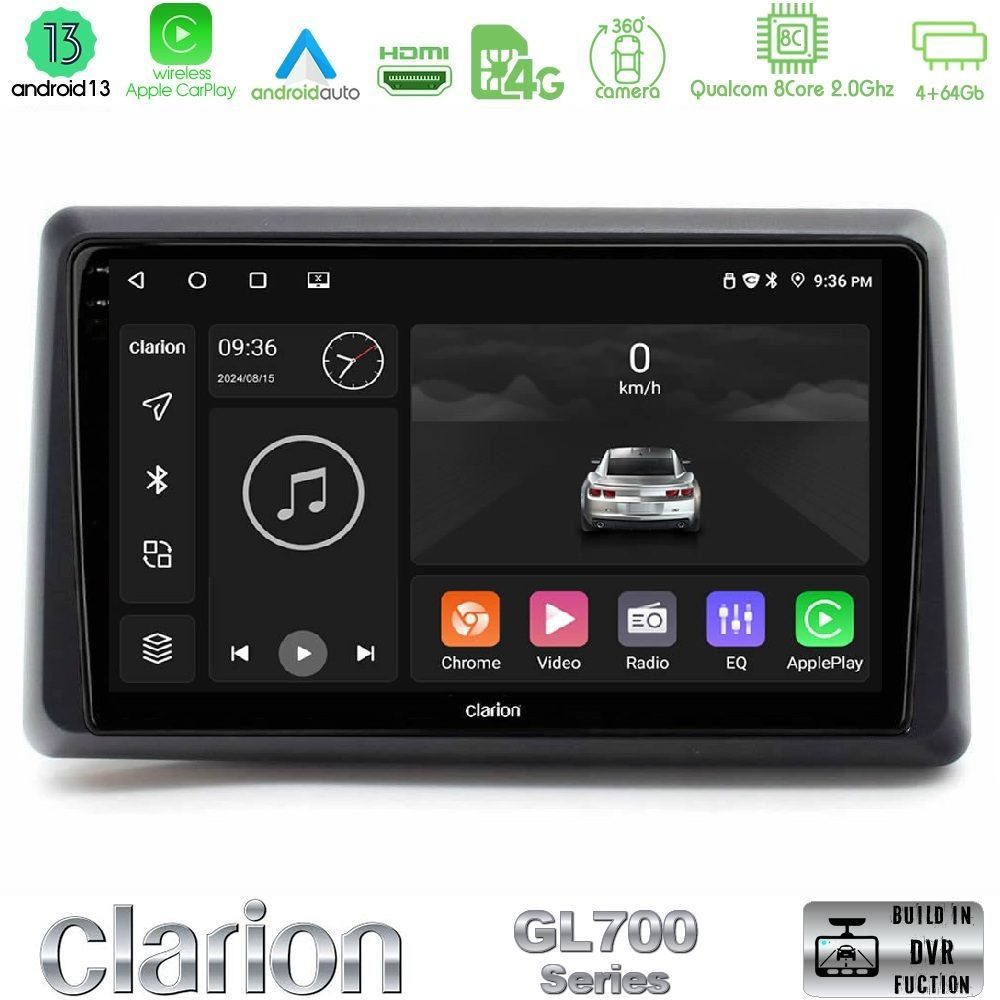Clarion GL700 Series 8Core Android13 4+64GB Renault Express 2020-2025 Navigation Multimedia Tablet 9" Με Carplay & Android Auto