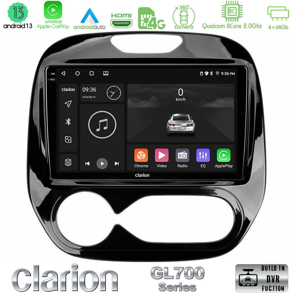 Clarion GL700 Series 8Core Android13 4+64GB Renault Captur 2013-2019 Navigation Multimedia Tablet 9" Με Carplay & Android Auto