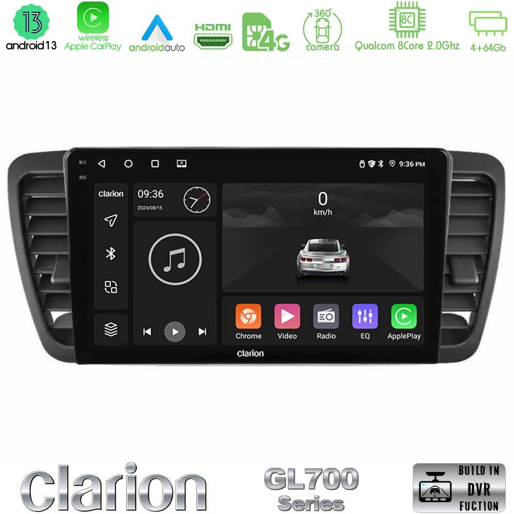 Clarion GL700 Series 8Core Android13 4+64GB Subaru Legacy/Outback 2002-2008 Navigation Multimedia Tablet 9" Με Carplay & Android Auto