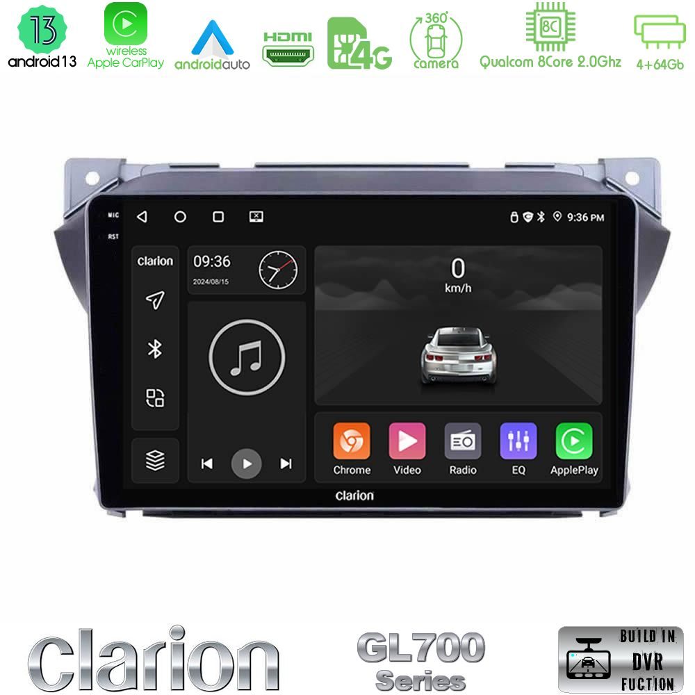 Clarion GL700 Series Suzuki Alto & Nissan Pixo 8Core Android13 4+64GB Navigation Multimedia Tablet 9" Με Carplay & Android Auto