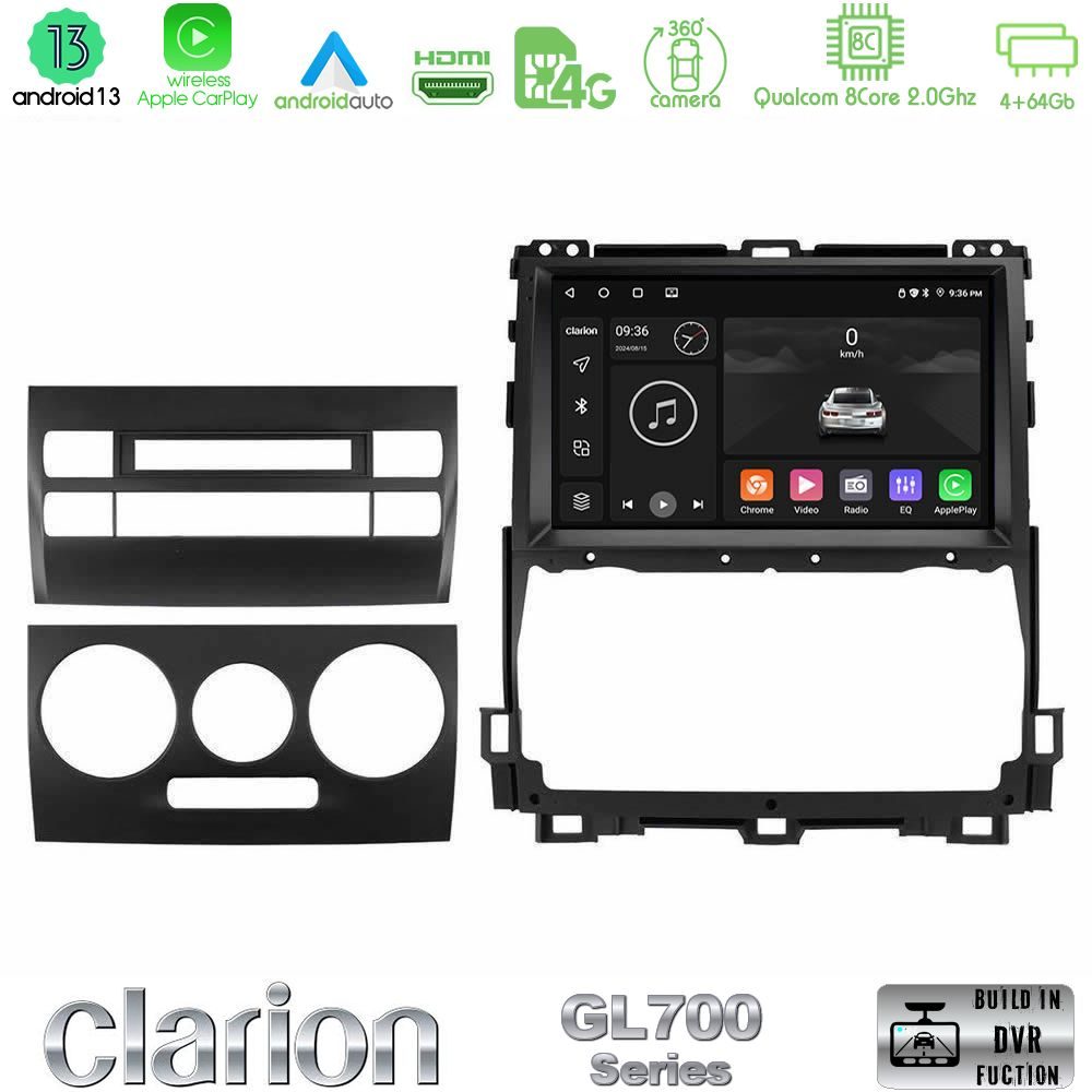 Clarion GL700 Series 8Core Android13 4+64GB Toyota Land Cruiser J120 2002-2009 Navigation Multimedia Tablet 9" Με Carplay & Android Auto