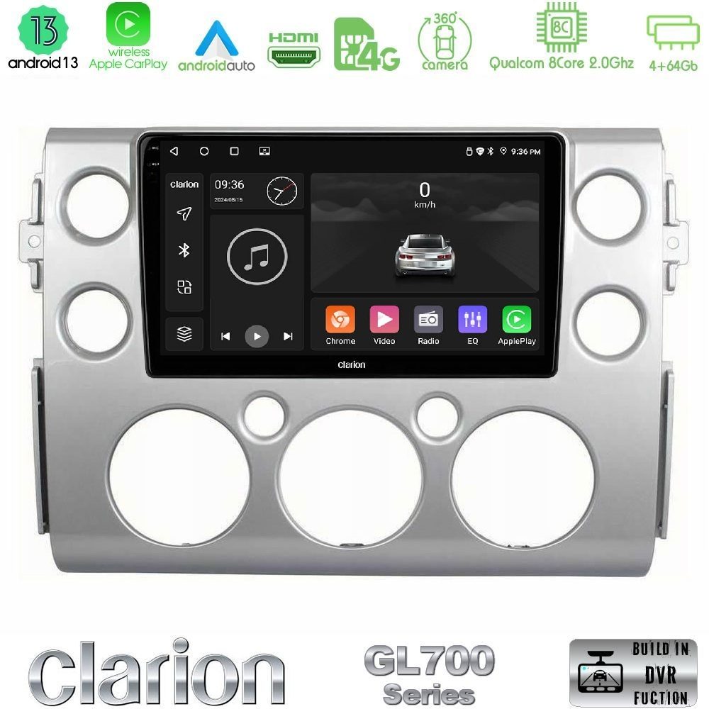 Clarion GL700 Series 8Core Android13 4+64GB Toyota FJ 2007-2014 Navigation Multimedia Tablet 9" Με Carplay & Android Auto