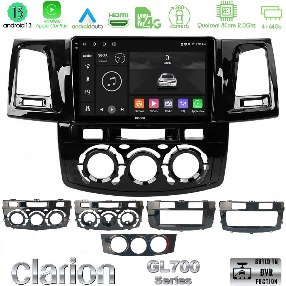 Clarion GL700 Series 8Core Android13 4+64GB Toyota Hilux 2007-2016 Navigation Multimedia Tablet 9" Με Carplay & Android Auto
