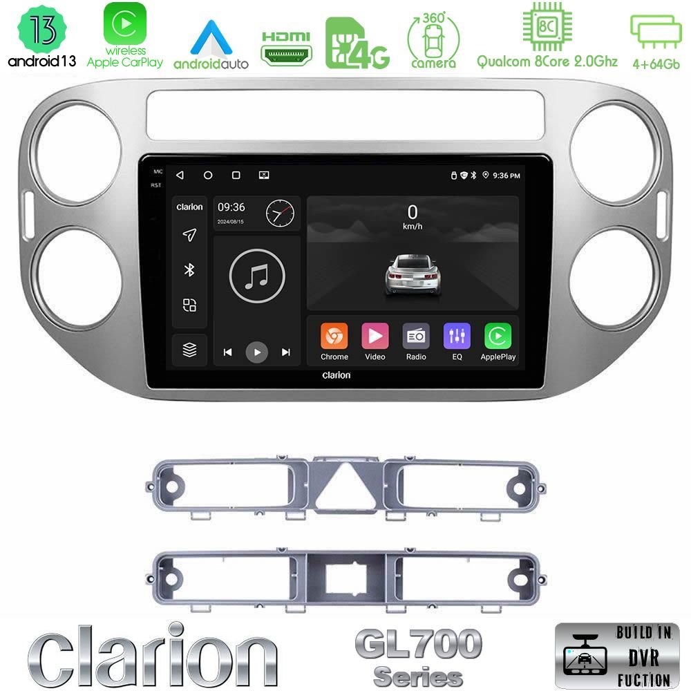 Clarion GL700 Series 8Core Android13 4+64GB VW Tiguan Navigation Multimedia Tablet 9" Με Carplay & Android Auto