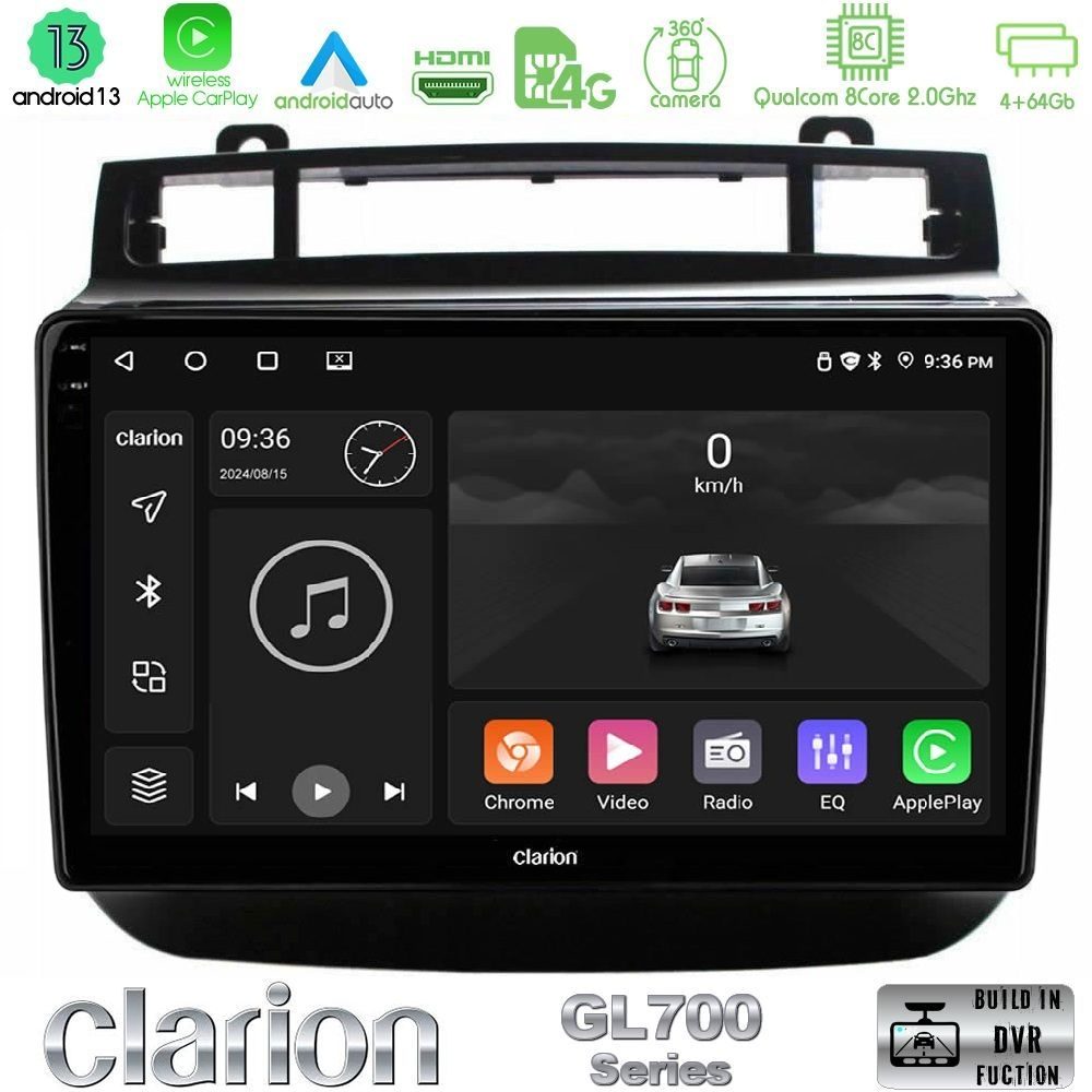 Clarion GL700 Series 8Core Android13 4+64GB VW Touareg 2011-2018 Navigation Multimedia Tablet 9" Με Carplay & Android Auto