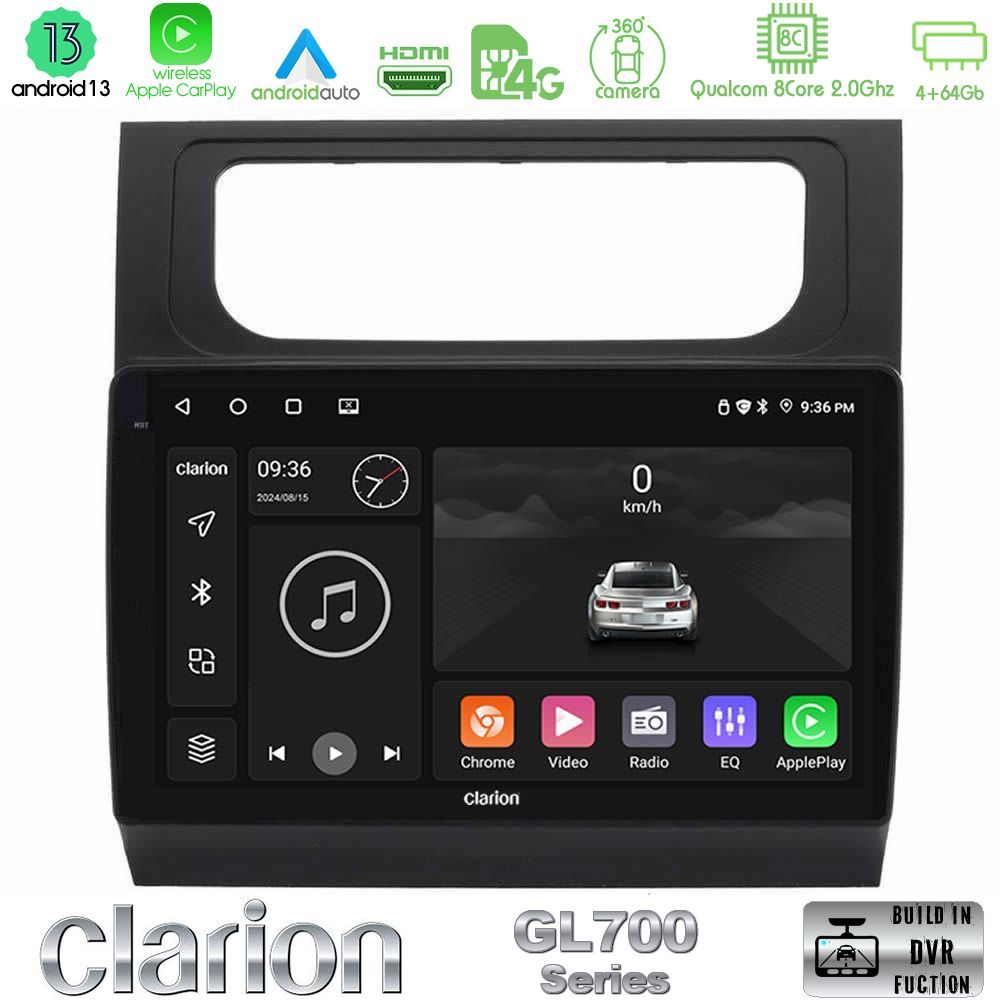 Clarion GL700 Series 8Core Android13 4+64GB VW Touran 2011-2015 Navigation Multimedia Tablet 10" Με Carplay & Android Auto
